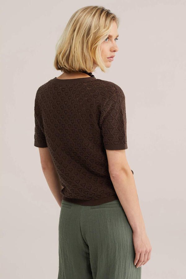 WE Fashion top donkerbruin gebreid - Foto 3