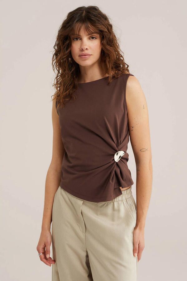 WE Fashion top donkerbruin