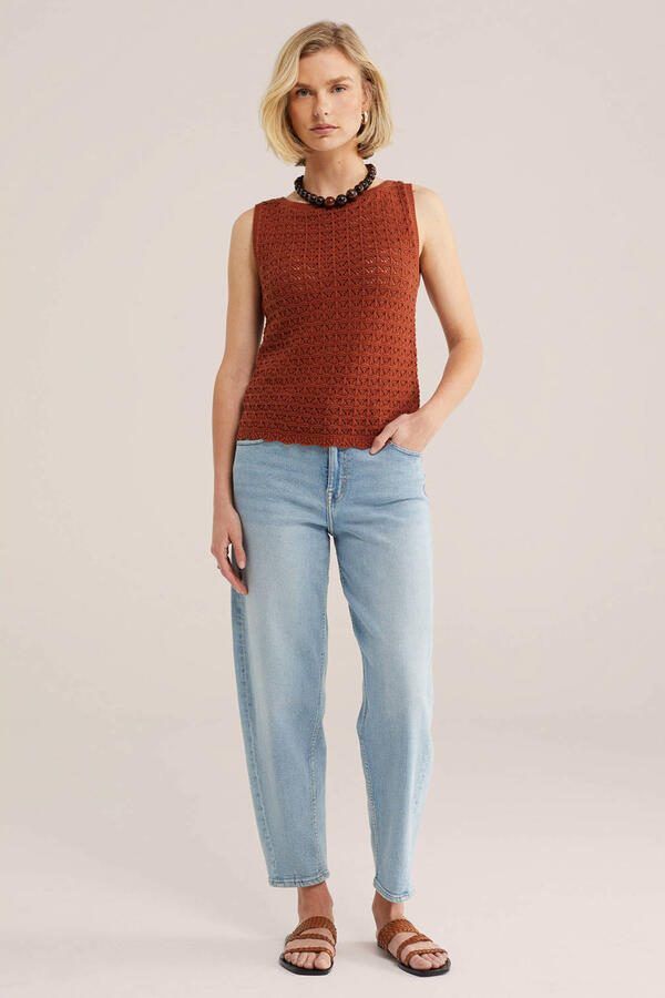 WE Fashion top donkerrood fijn gebreid - Foto 3
