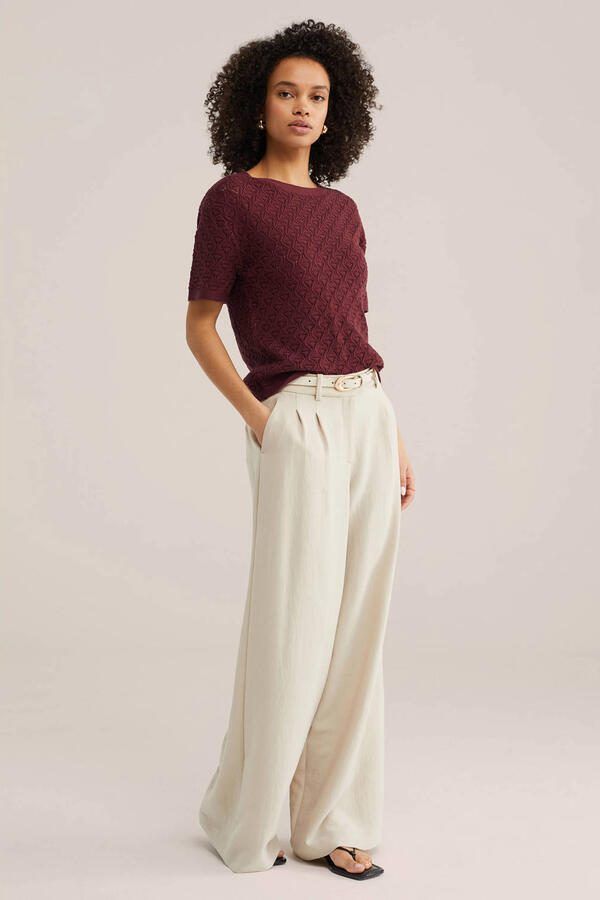 WE Fashion top donkerrood gebreid - Foto 3