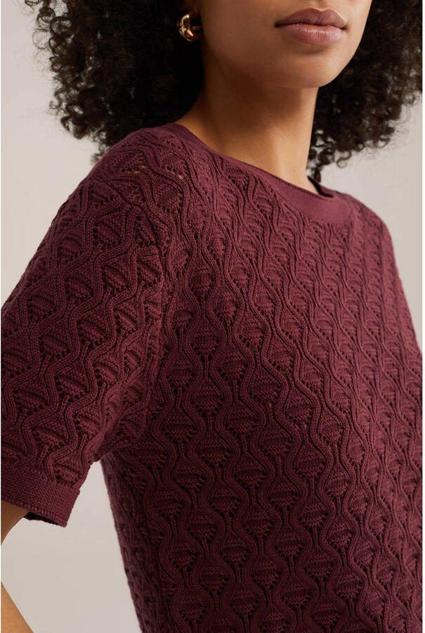 WE Fashion top donkerrood gebreid - Foto 2