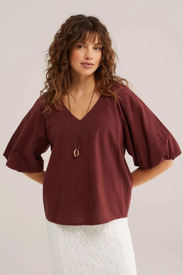 WE Fashion top donkerrood