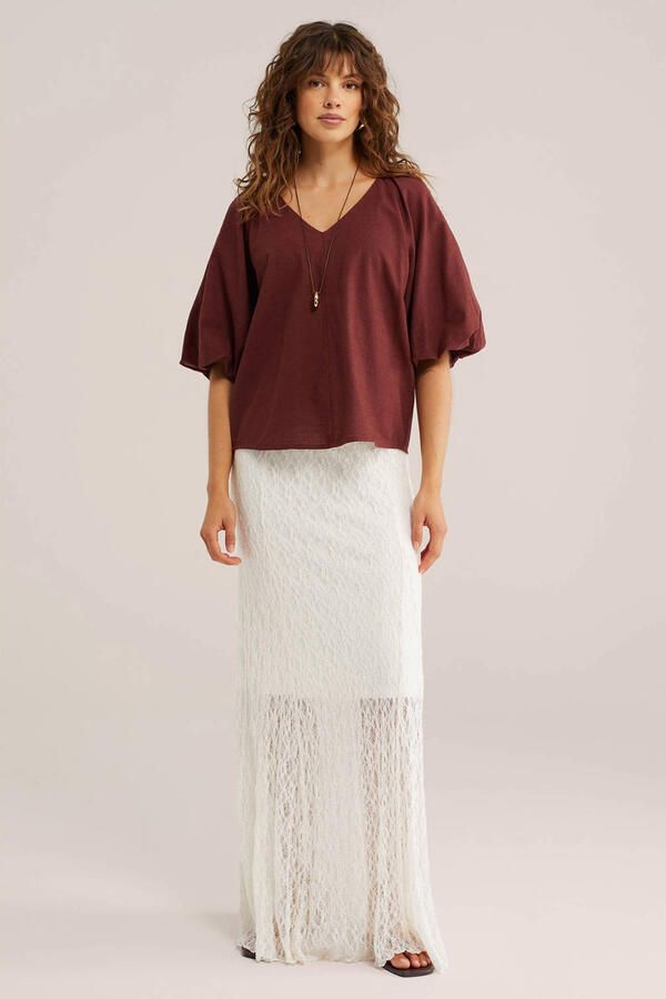 WE Fashion top donkerrood - Foto 3