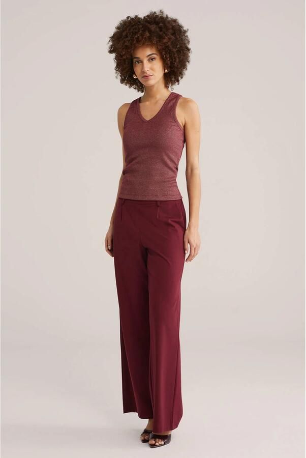 WE Fashion top donkerrood met glitter - Foto 2