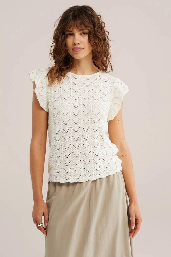 WE Fashion top gebreid wit