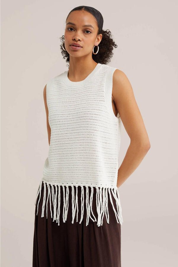 WE Fashion top gebreid wit