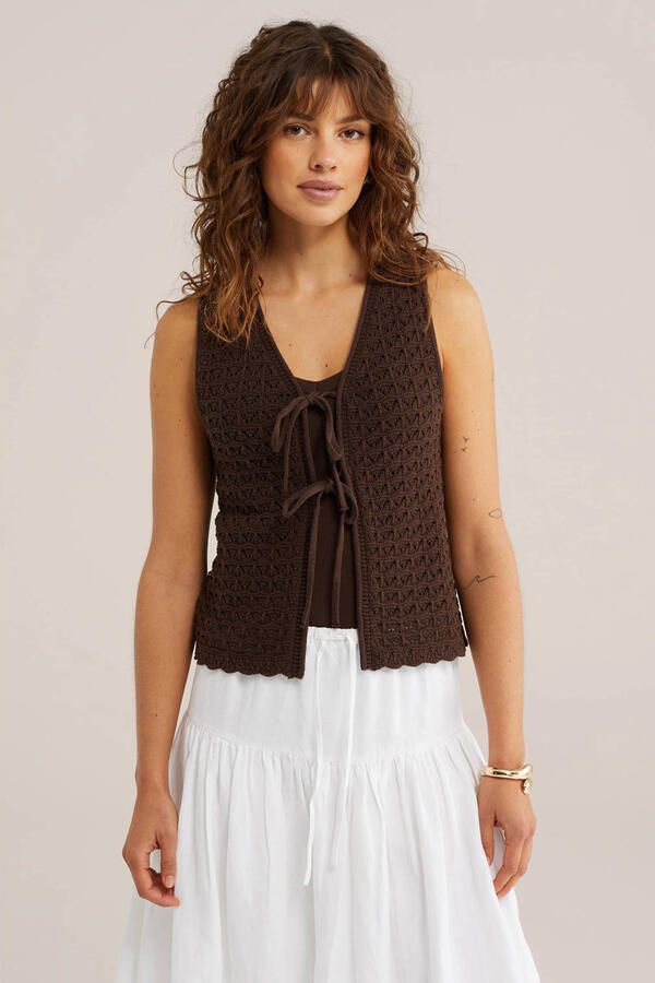 WE Fashion top gehaakt bruin
