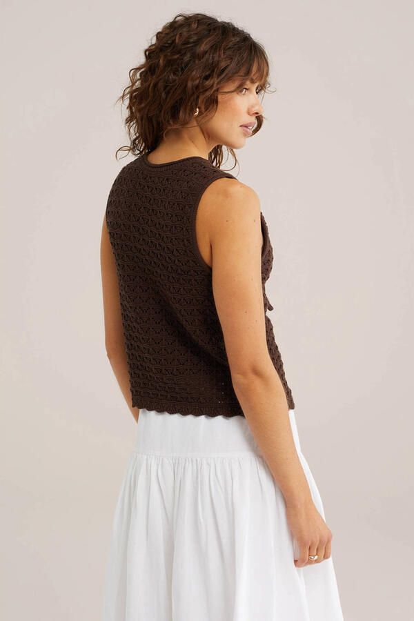 WE Fashion top gehaakt bruin - Foto 3