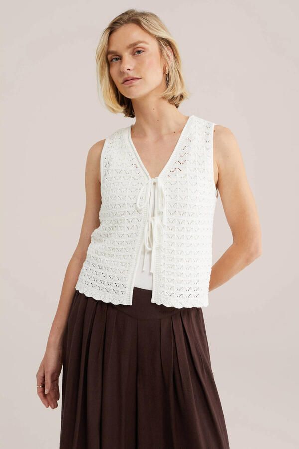 WE Fashion top gehaakt wit