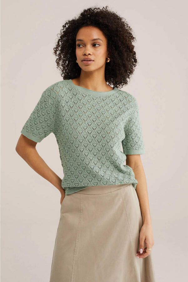WE Fashion top groen gebreid