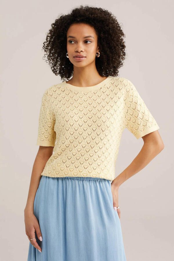 WE Fashion top lichtgeel gebreid