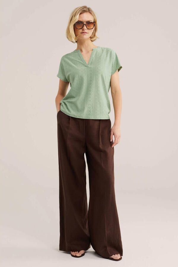 WE Fashion top lichtgroen broderie - Foto 2