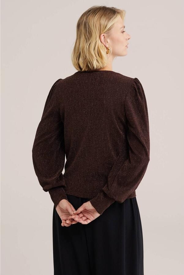 WE Fashion top met glitters bruin - Foto 3