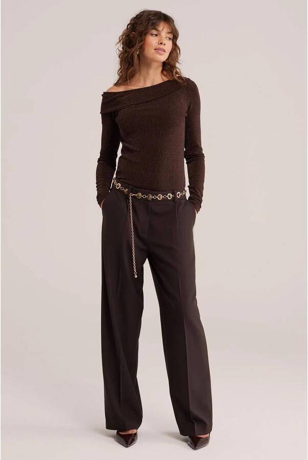 WE Fashion top met glitters bruin - Foto 2