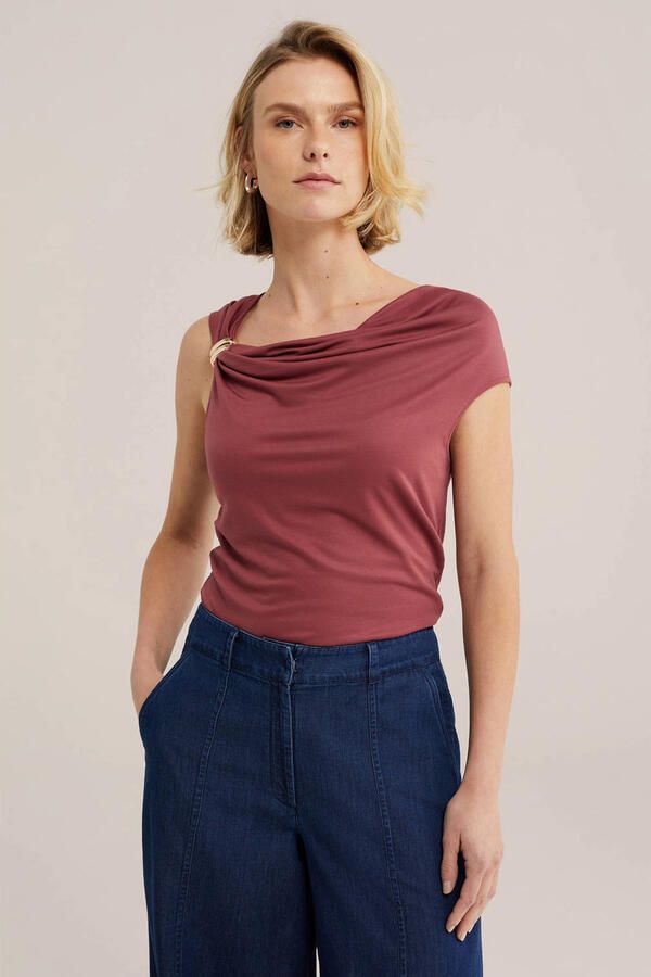 WE Fashion top met knoopdetail oudroze