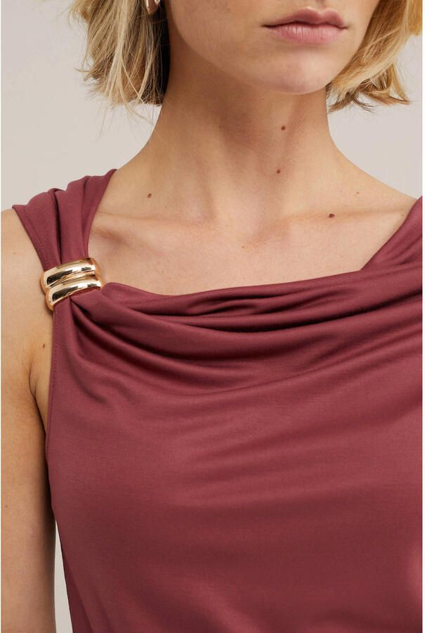 WE Fashion top met knoopdetail oudroze - Foto 2