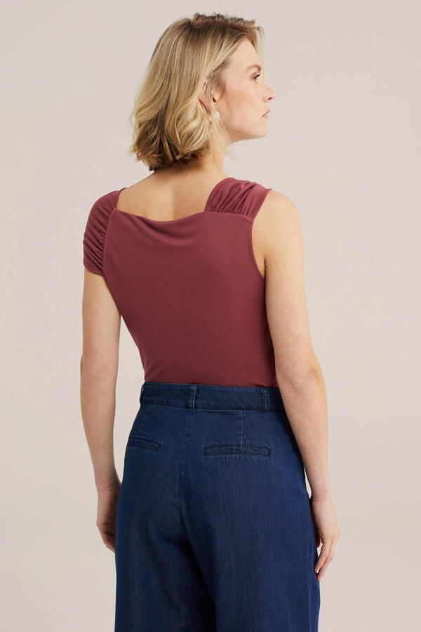 WE Fashion top met knoopdetail oudroze - Foto 3