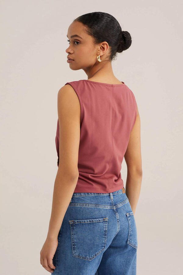 WE Fashion top met knoopdetail oudroze - Foto 2