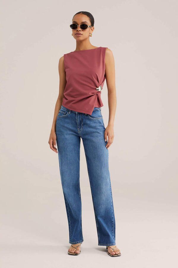 WE Fashion top met knoopdetail oudroze - Foto 3