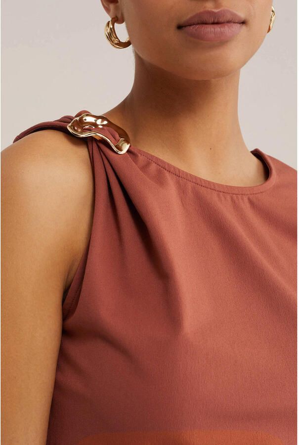 WE Fashion top met knoopdetail terra - Foto 2