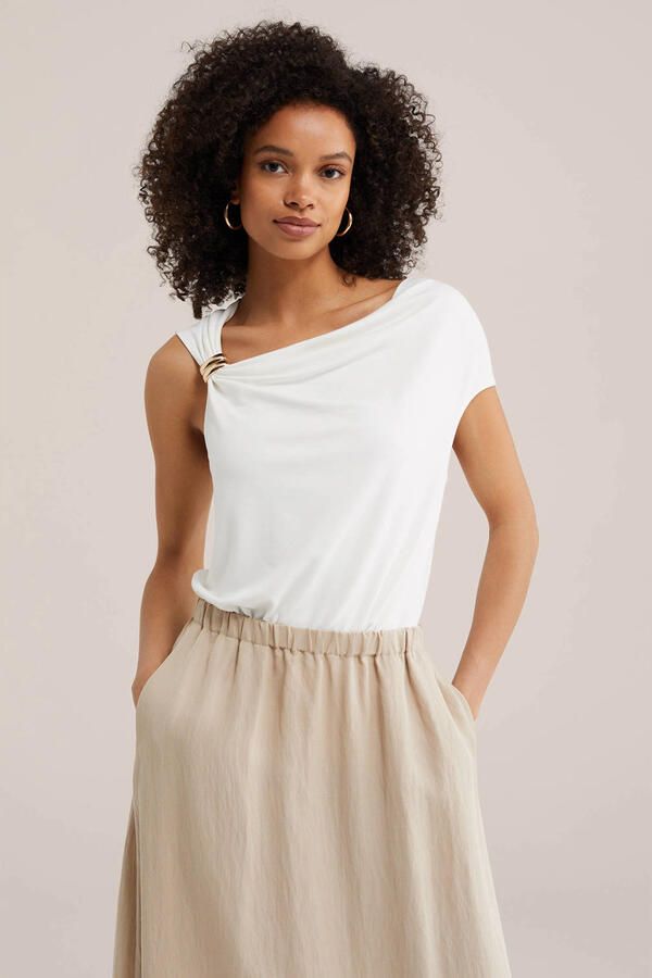 WE Fashion top met knoopdetail wit