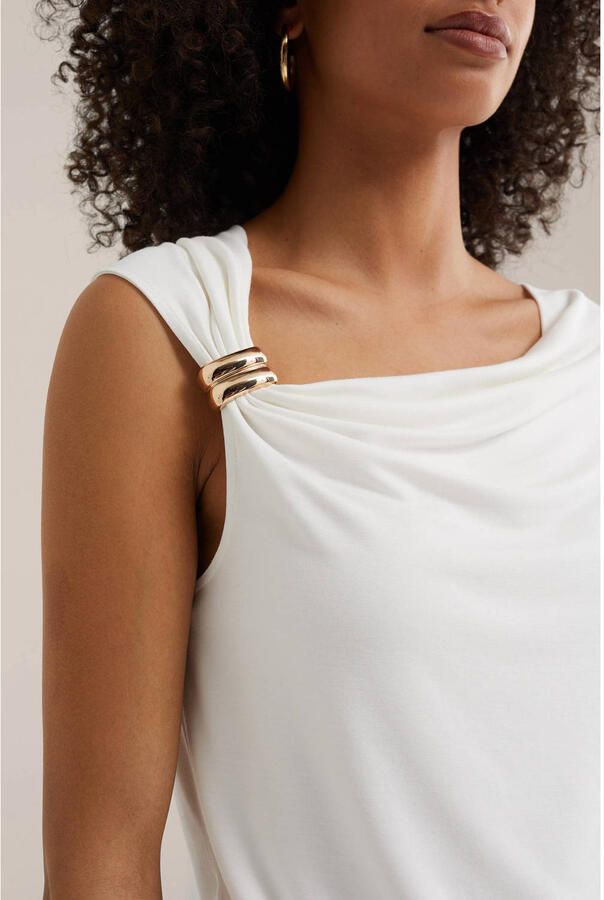 WE Fashion top met knoopdetail wit - Foto 2