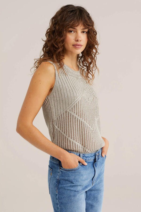 WE Fashion top met lurex beige