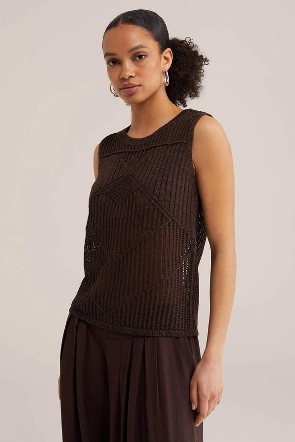 WE Fashion top met lurex bruin