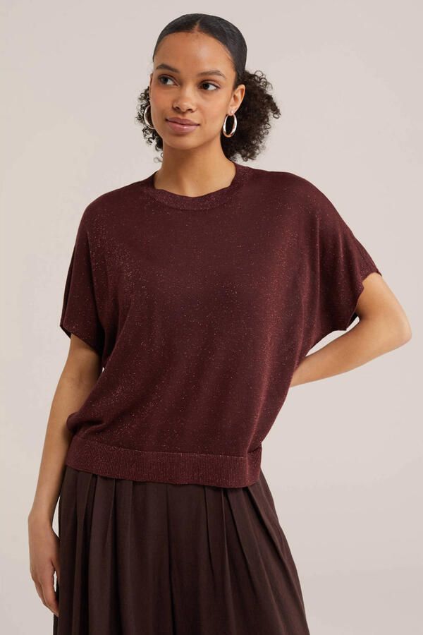 WE Fashion top met lurex donkerrood