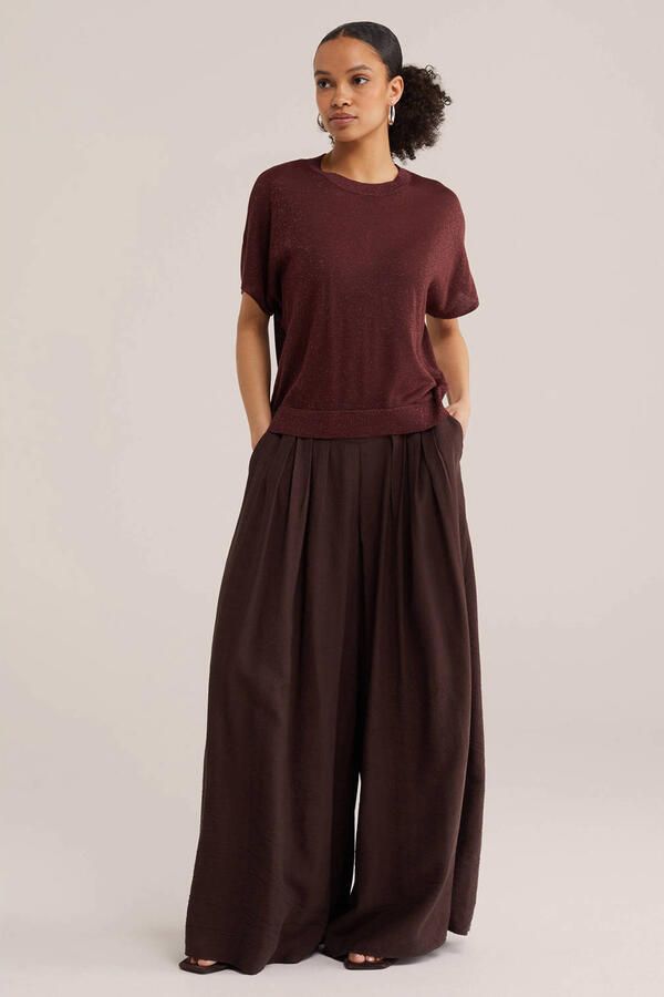 WE Fashion top met lurex donkerrood - Foto 2