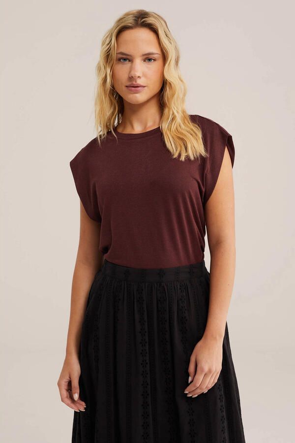 WE Fashion top met lurex donkerrood