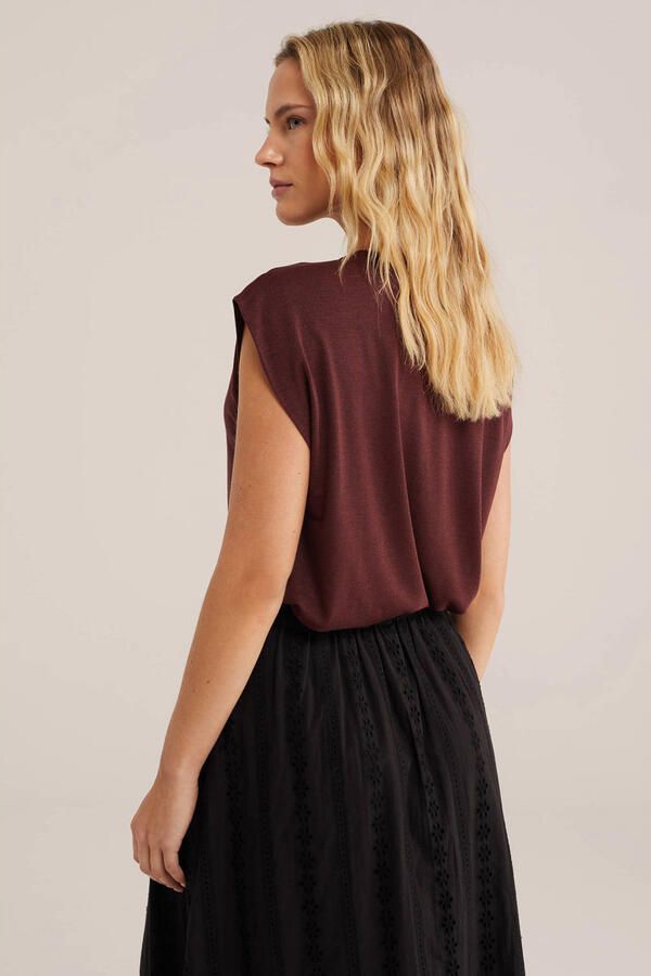 WE Fashion top met lurex donkerrood - Foto 2