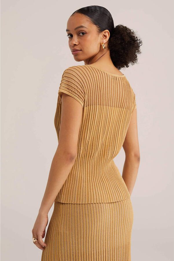 WE Fashion top met lurex oker - Foto 3
