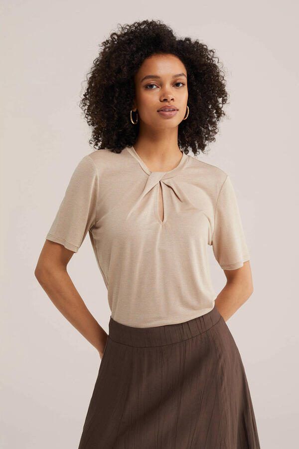 WE Fashion top met lurex zand