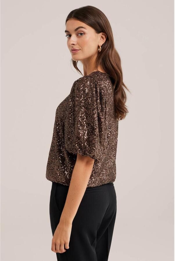 WE Fashion top met pailletten bruin - Foto 2