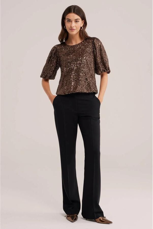 WE Fashion top met pailletten bruin - Foto 3