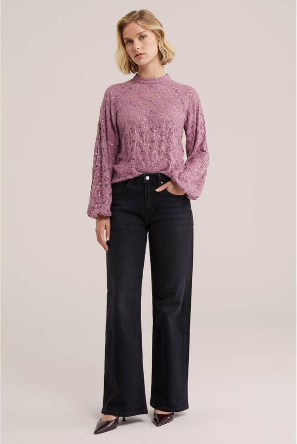 WE Fashion top met pailletten oudroze