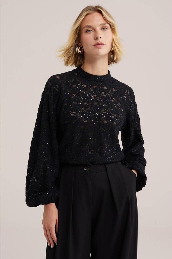 WE Fashion top met pailletten zwart