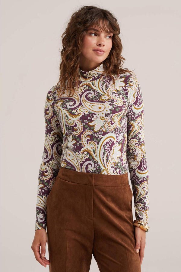 WE Fashion top met paisley paars