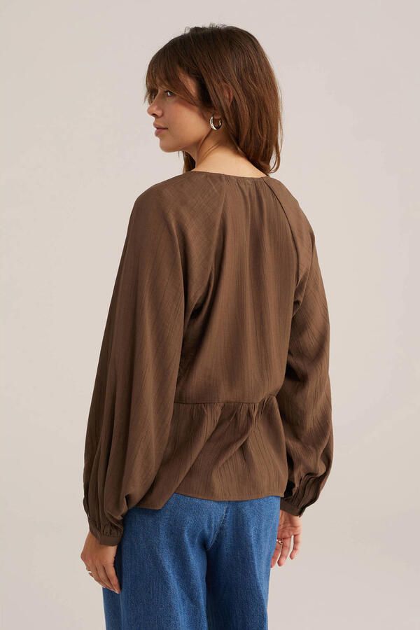 WE Fashion top met peplum bruin - Foto 3