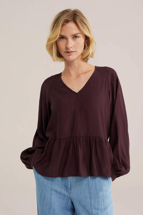WE Fashion top met peplum donkerrood