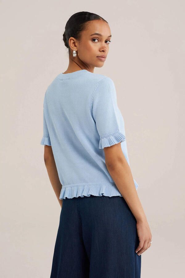 WE Fashion top met ruches lichtblauw - Foto 2