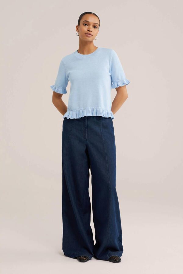 WE Fashion top met ruches lichtblauw - Foto 3