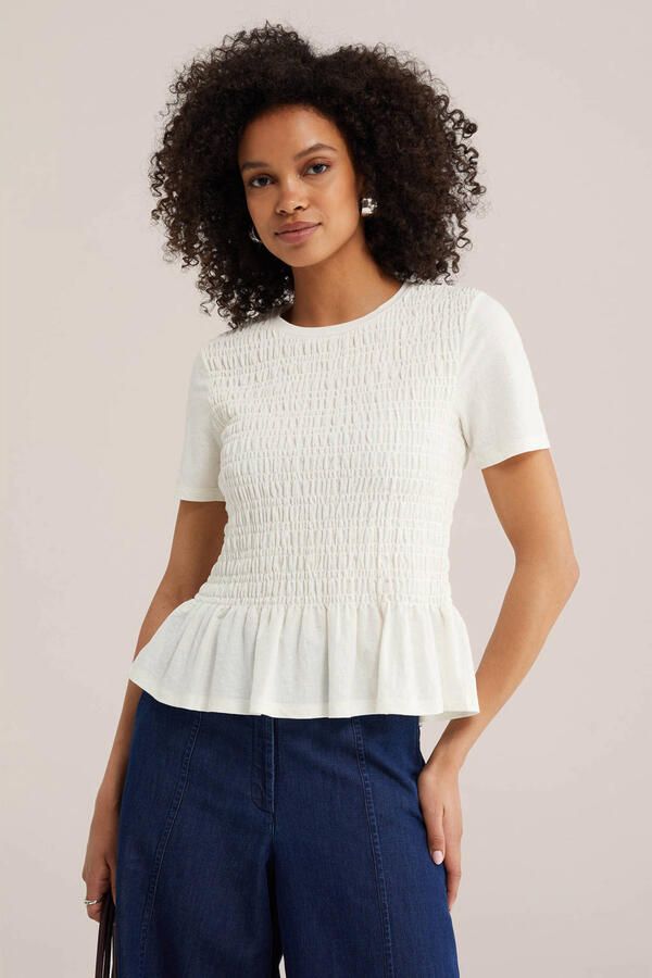 WE Fashion top met ruches wit