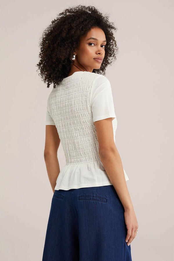 WE Fashion top met ruches wit - Foto 2