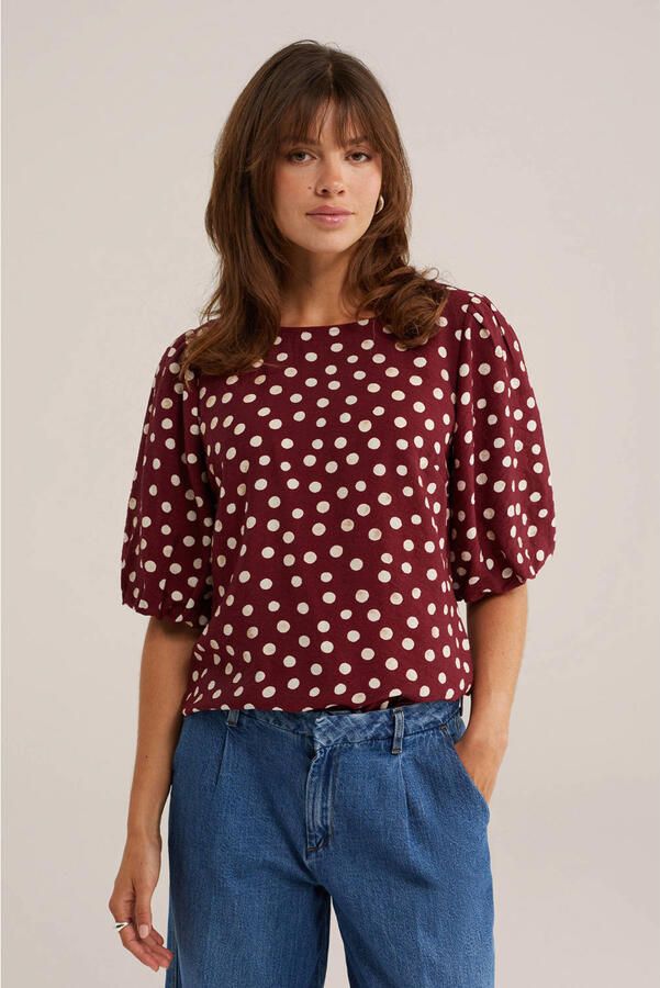 WE Fashion top met stippen donkerrood