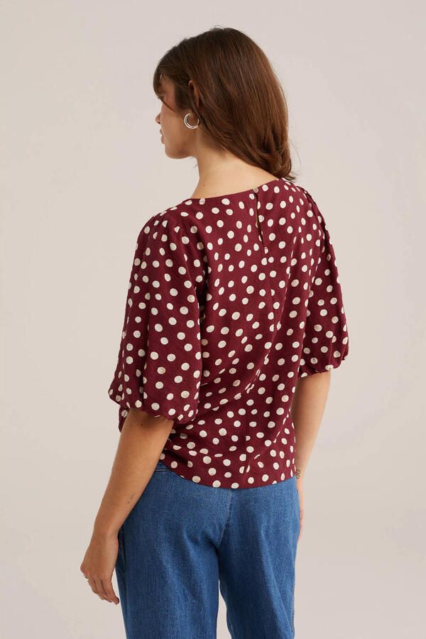 WE Fashion top met stippen donkerrood - Foto 2