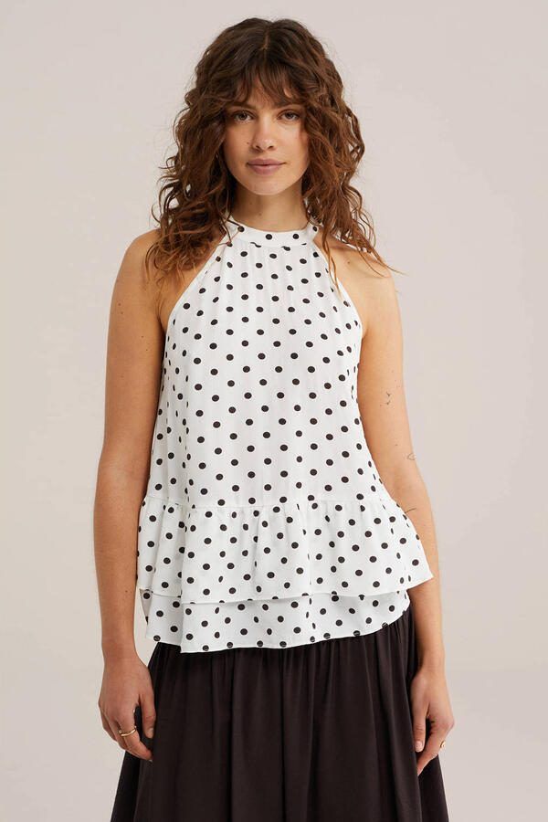 WE Fashion top met stippen ecru