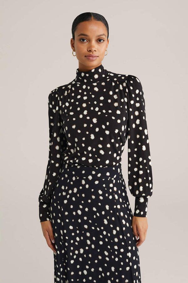 WE Fashion top met stippen zwart