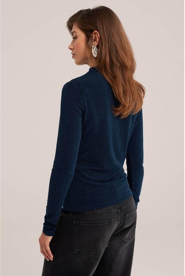 WE Fashion top met strass-steentjes donkerblauw - Foto 2